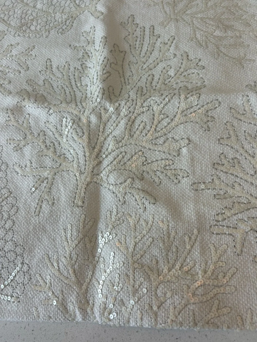 2 Pottery Barn Coral Sparkle Embellished Pillow Shams 20” Beach RARE